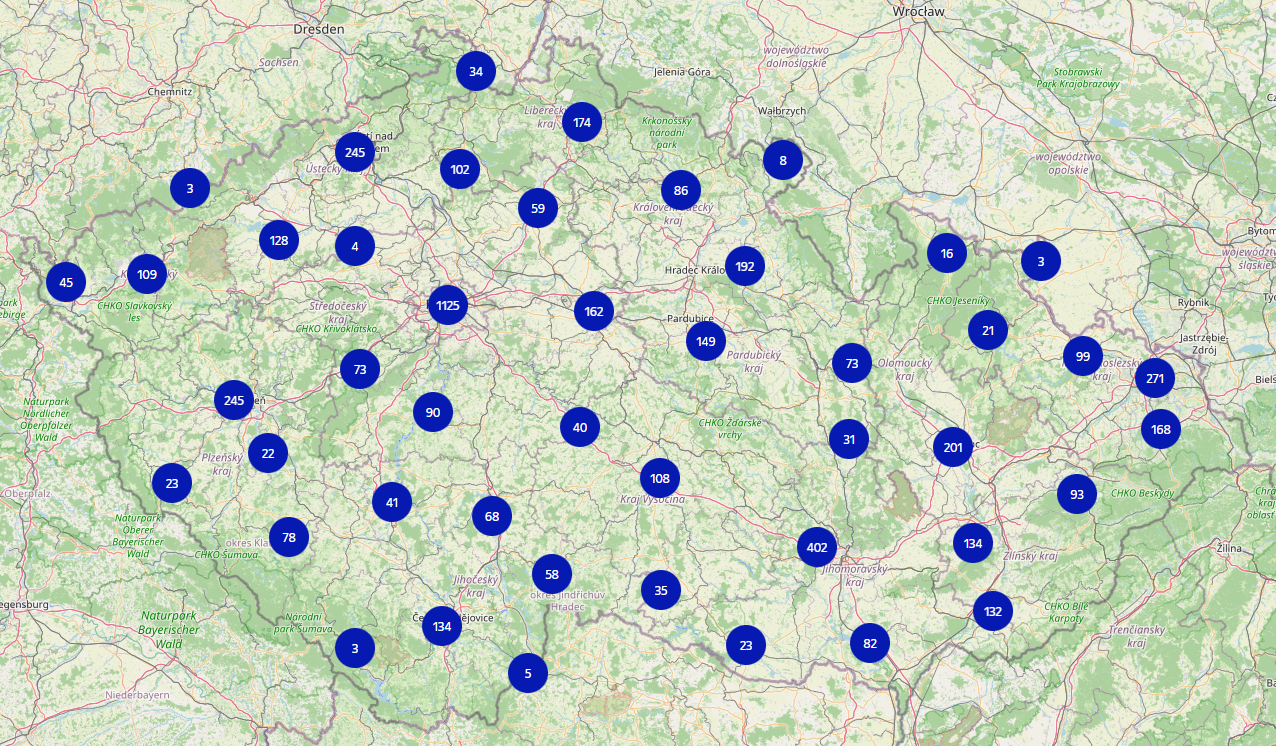 Mapa výdejních míst GLS