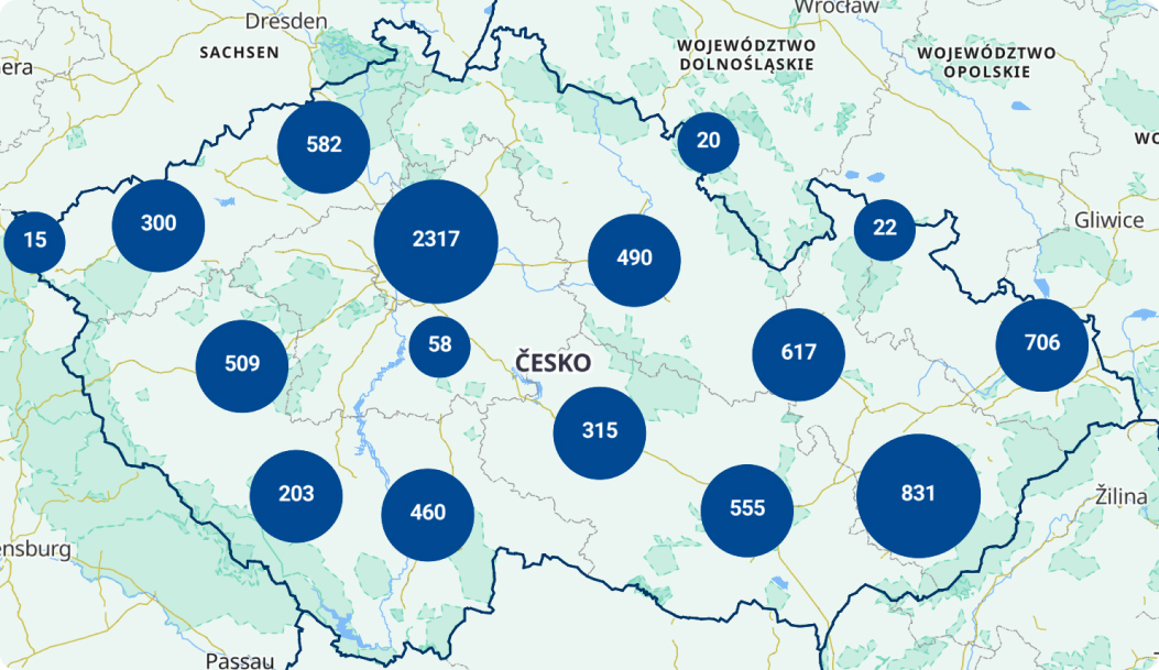 Mapa výdejních míst Zásilkovna