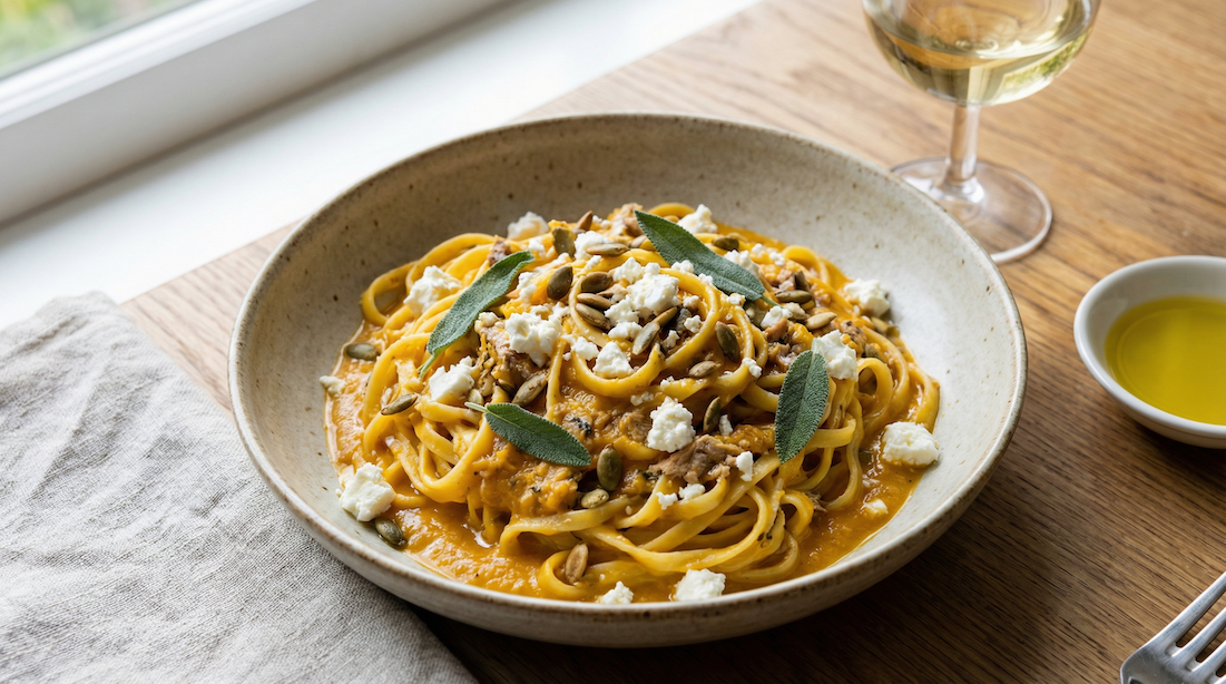 Dýňová omáčka na těstoviny – podzimní talíř plný chuti