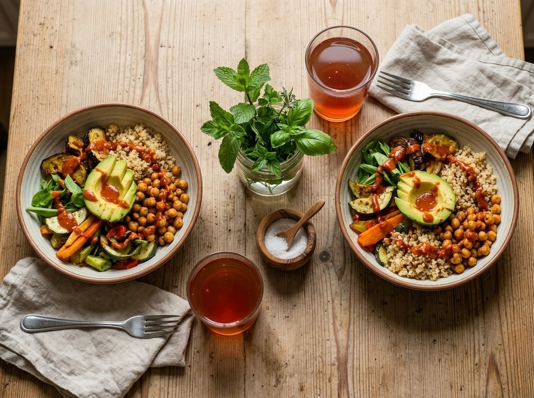 Barevná Buddha bowl s kimchi zálivkou