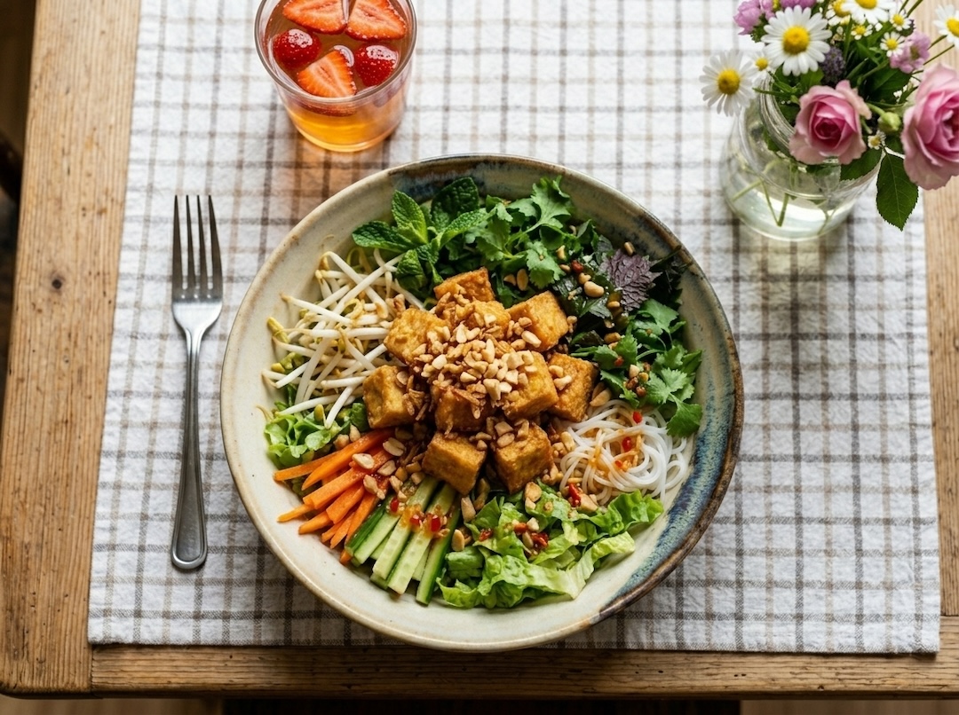 Bún bò Nam Bộ s křupavým tofu