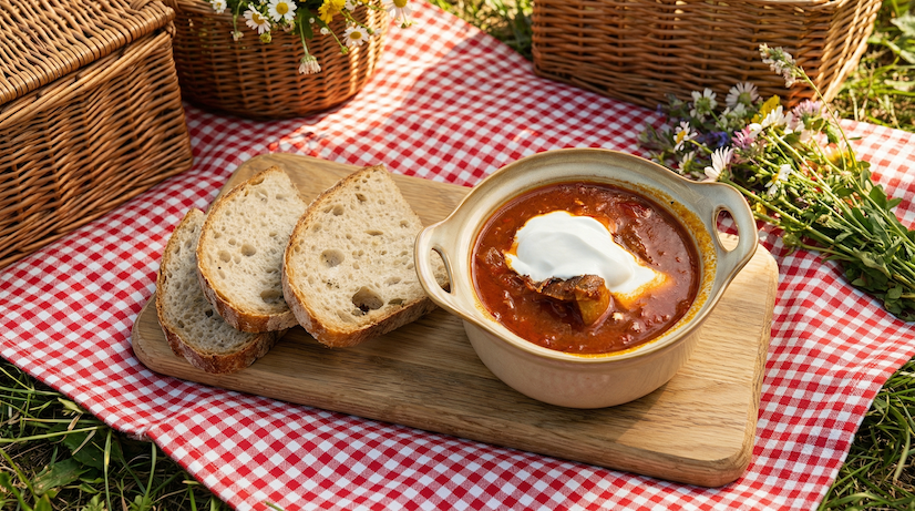 Segedínský guláš s kimchi