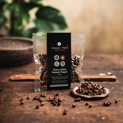 Kampotské Korenie zelené v soľnom kvete Pepper Field 40 g