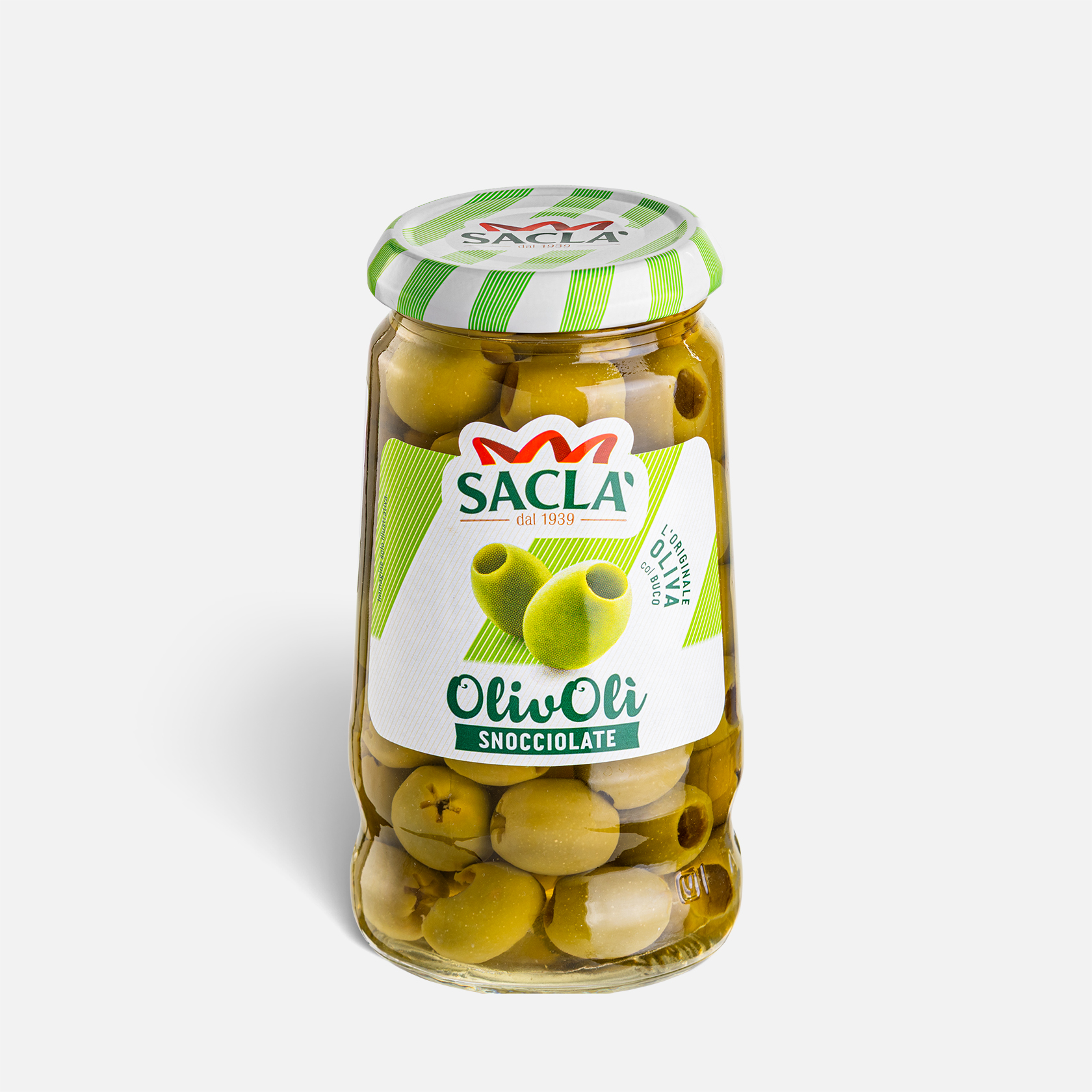Olivy zelené bez pecek ve slaném nálevu Sacla 290 g