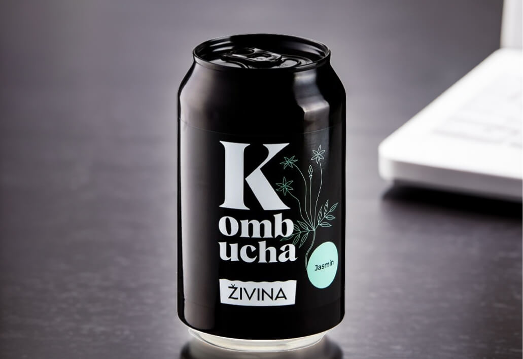 Plechovky Kombucha