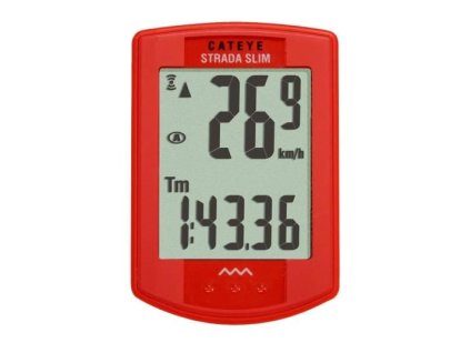 Cateye Strada Slim WL RD310W cyklopočítač, červený