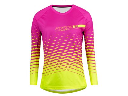 FORCE dres MTB ANGLE dámsky dlhý rukáv, ružovo-fluo