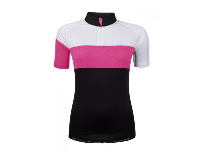 FORCE dres VIEW LADY krátky rukáv, čierno-bielo-ružový