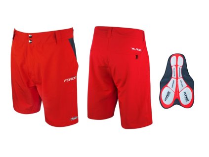 FORCE kraťasy BLADE MTB s odnímateľnou vložkou, červené