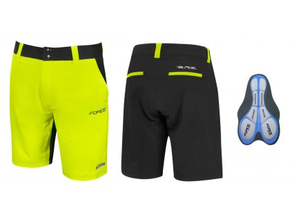 Force kraťasy blade MTB s odnímateľnou vložkou, čierno-fluo