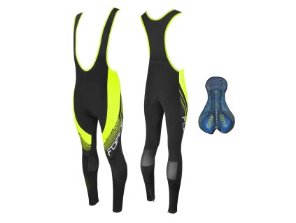 Force nohavice F58 s trakmi a vložkou, čierno-fluo