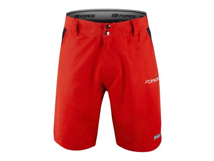 FORCE nohavice krátke BLADE MTB s odnímateľnou vložkou, červené veľ.: XS