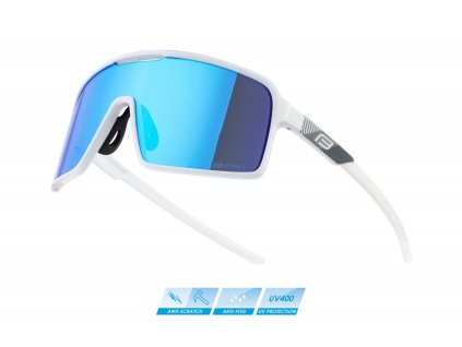 FORCE okuliare STATIC biele, modré zrkadlové sklo