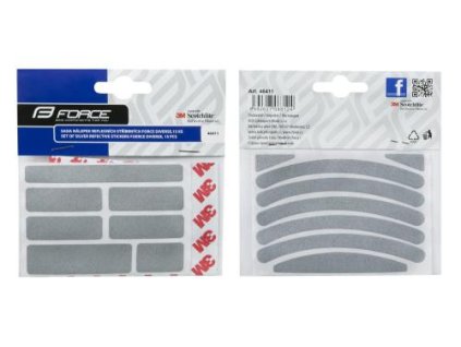 FORCE reflexné nálepky DIVERSE strieborné, 15 ks