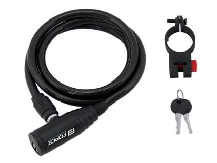 FORCE zámok ECO špirálový s držiakom, 120cm / 8mm, čierny