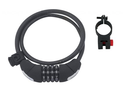FORCE zámok LUX špirálový kódový 85cm / 10mm + držiak, čierny
