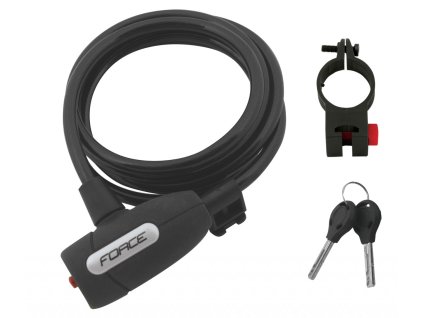 FORCE zámok LUX špirálový s držiakom 180cm / 8mm, čierny