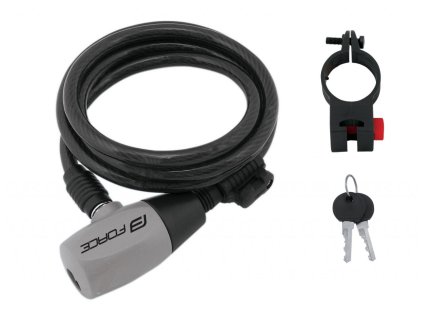 FORCE zámok RON špirálový s držiakom, 80cm/12mm, čierny