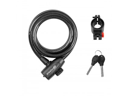 FORCE zámok STRONG špirálový s držiakom 180cm/12mm, čierny
