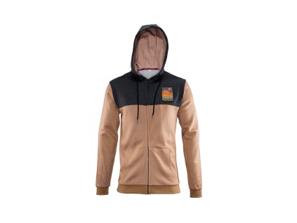 Leatt mikina Premium Desert na zips, pánska, hnedá