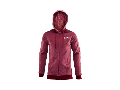 Leatt mikina Premium Ruby, na zips, pánska, červená