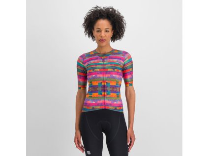 Sportful glitch bomber dámsky dres, multicolor pink
