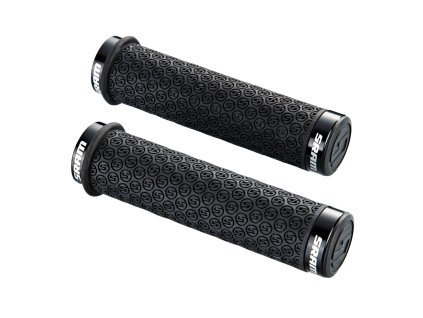 SRAM DH Silicone Locking gripy, čierne, s objímkami a zátkami