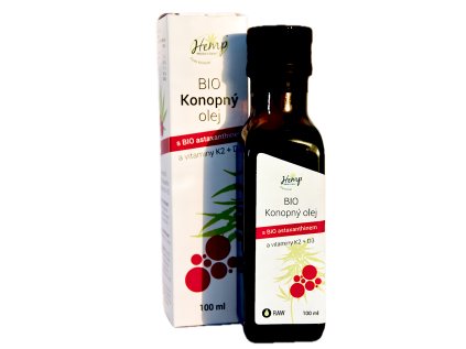 BIO Konopný olej s BIO Astaxanthinem a vitamíny K2 a D3