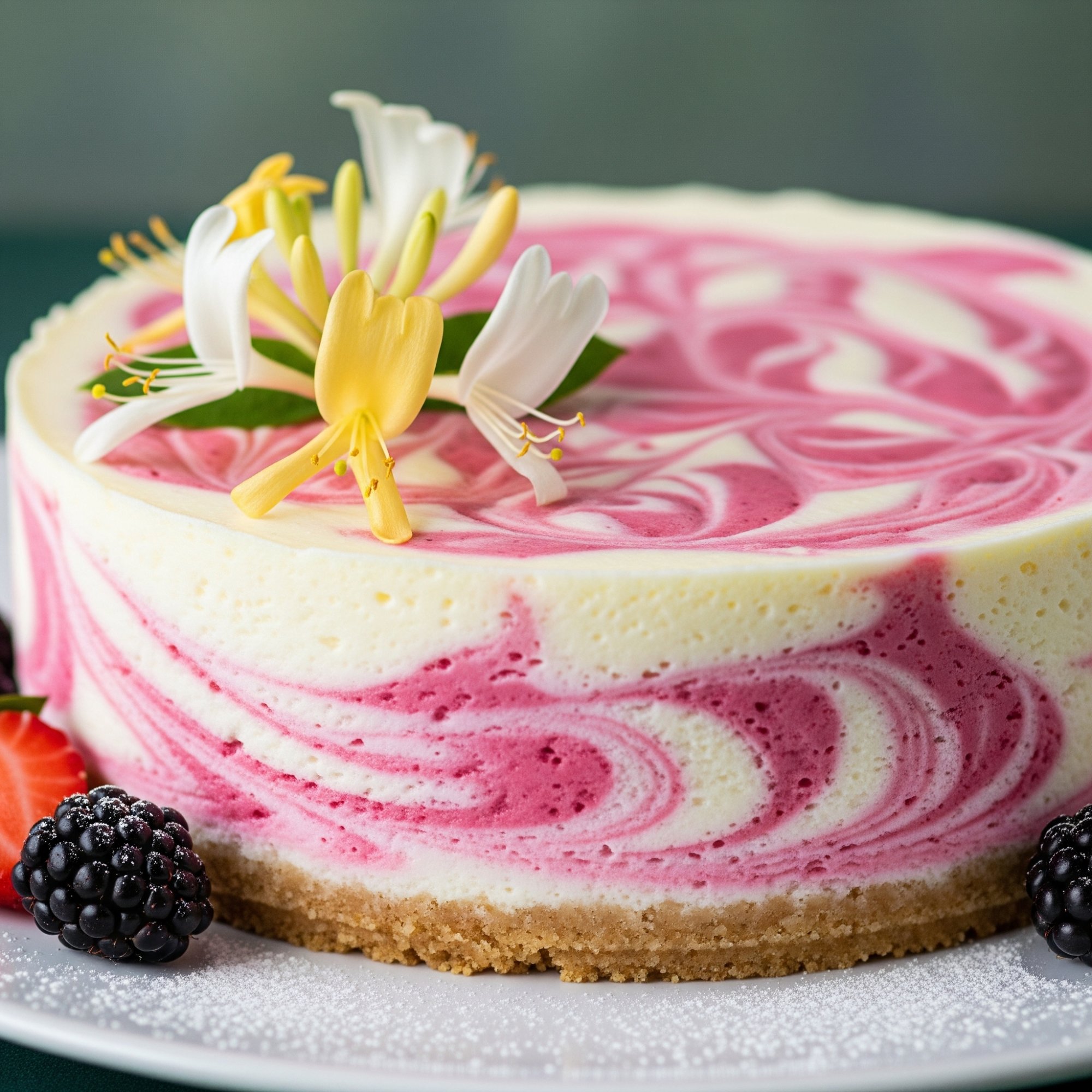 Cheesecake s mramorováním ze zimolezu