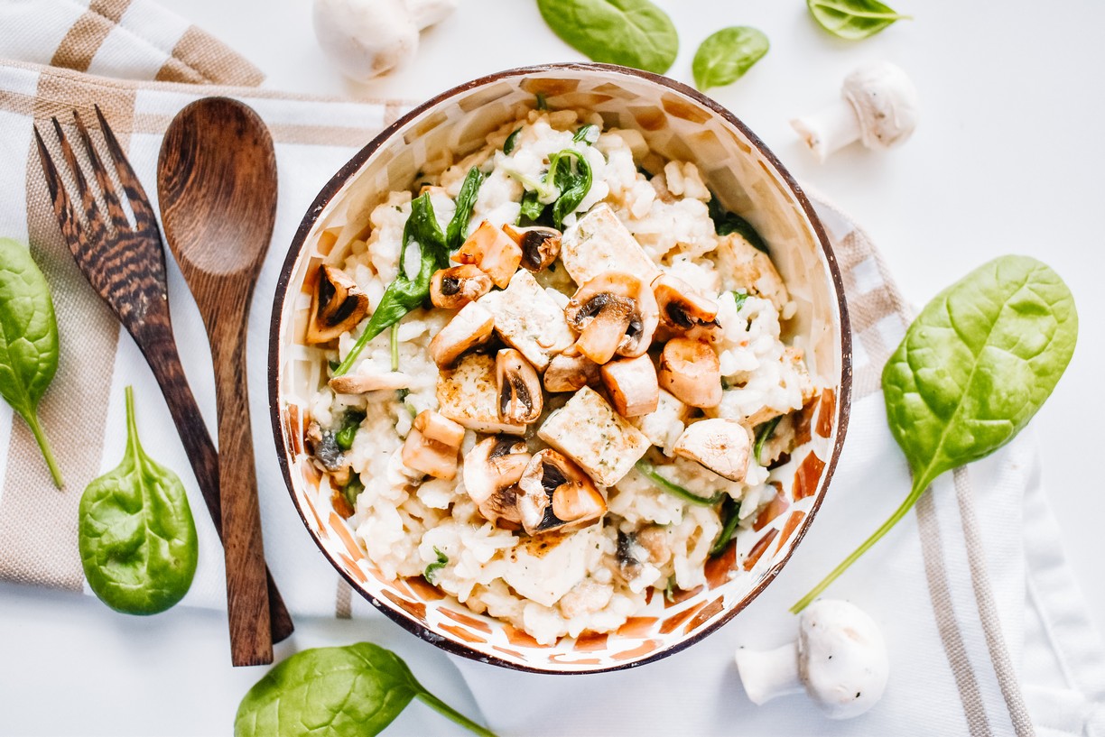 ŽAMPIONOVO-ŠPENÁTOVÉ RISOTTO