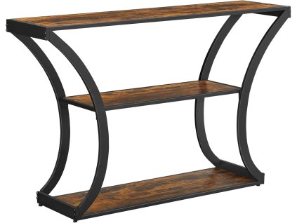 VASAGLE konzolový stôl, 2 police – rustikálny hnedý/čierny