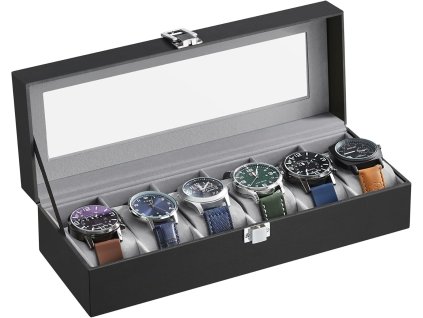SONGMICS box na 6 hodiniek, čierny