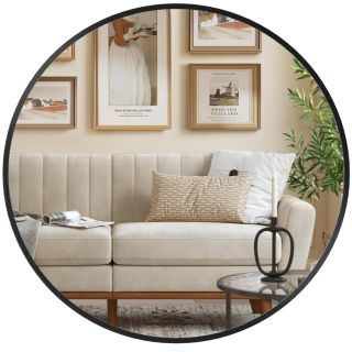 🪞 NÁSTENNÉ OKRÚHLE ZRKADLO SONGMICS – Ø 50 cm, ČIERNE Minimalizmus, elegancia a funkčnosť! Skvelý doplnok do kúpeľne,...