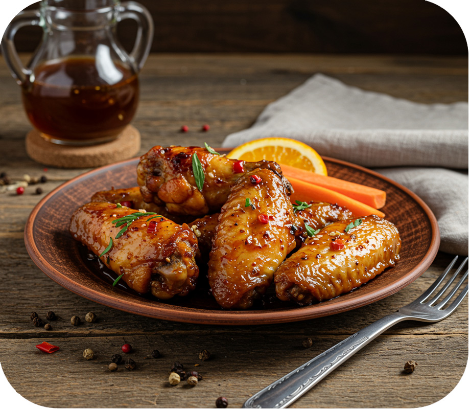 Kuřecí Buffalo křídla s MEDOVO - SRIRACHA glazurou