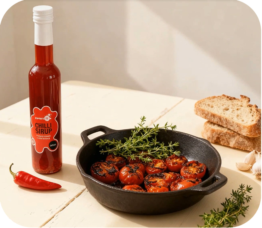 Pečená rajčata s Chilli sirupem a bylinkami