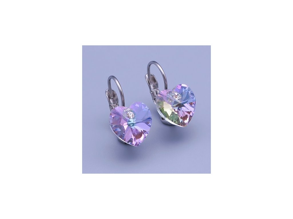 Follow magnet Describe Dívčí náušnice z chirurgické oceli - srdíčka s duhově fialovým krystalem Swarovski Follow magnet Describe Dívčí náušnice z chirurgické oceli - srdíčka s duhově fialovým krystalem Swarovski