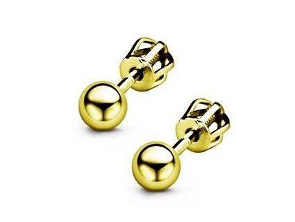 zlacene stribrne sroubovaci nausnice kulicky 4mm 109688 pd u