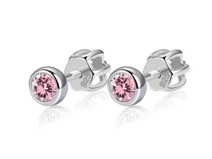 stribrne nausnice svetle ruzove zirkony 3 mm 112776 or 2