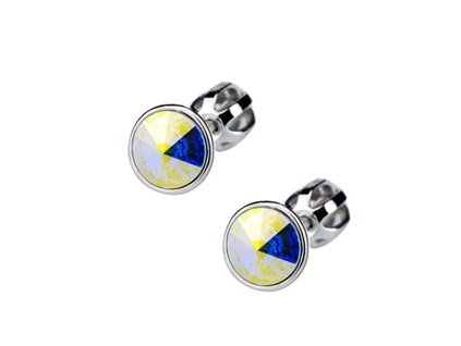 Stříbrné dětské náušnice s krystaly Swarovski - duhové kolečko