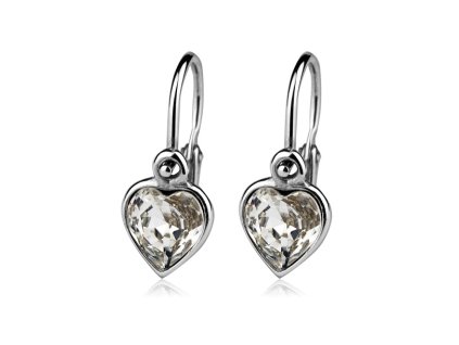 Dětské stříbrné náušnice, krystaly Swarovski - srdce čiré 6,5 mm