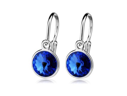 Dětské stříbrné náušnice s krystaly Swarovski - tmavě modrá 6 mm