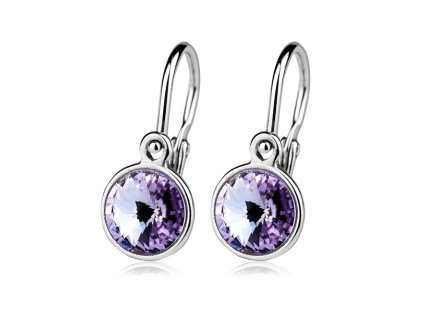 Dětské stříbrné náušnice s krystaly Swarovski - fialová 6 mm