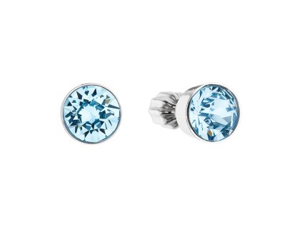 Stříbrné náušnice - kolečka se světle modrými krystaly Swarovski