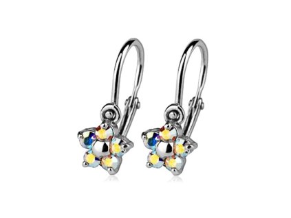 Dětské náušnice - stříbrné kytičky Crystal AB, Swarovski® elements 5 mm