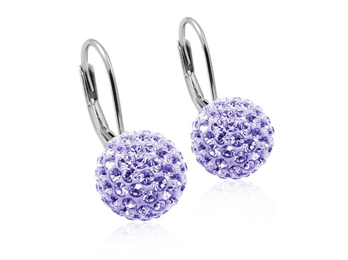 stribrne nausnice s krystaly crystals from swarovskir light amethyst 098855 or