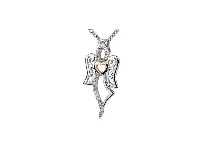 Stříbrný náhrdelník - andílek se zirkony