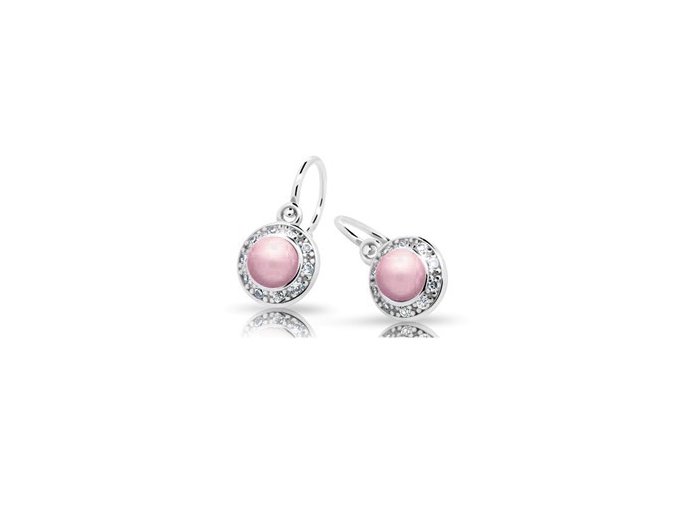 Dětské náušnice Cutie C2393-AG Rosaline - stříbrné s růžovou perlou