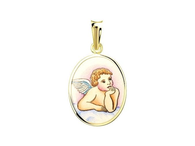 Dětský přívěsek - ochranný andílek, žluté nebo bílé zlato