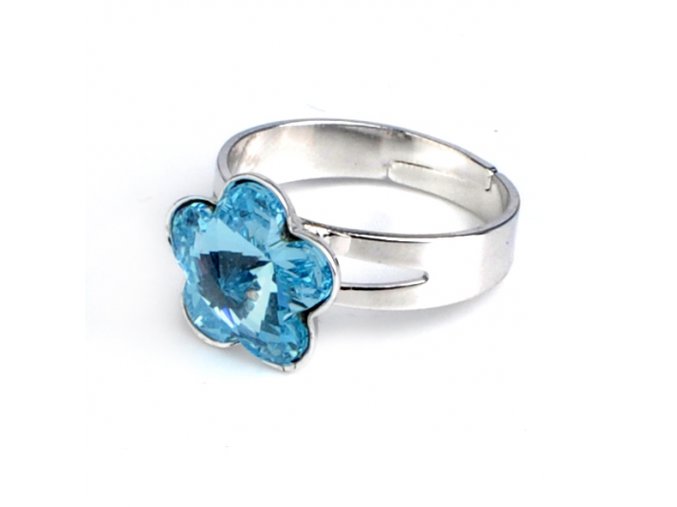 Dětský prsten s krystalem Swarovski - kytička modrá 10 mm