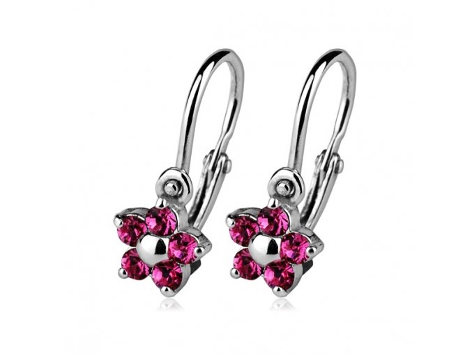 Dětské náušnice - stříbrné kytičky Rose, Swarovski® elements 5 mm